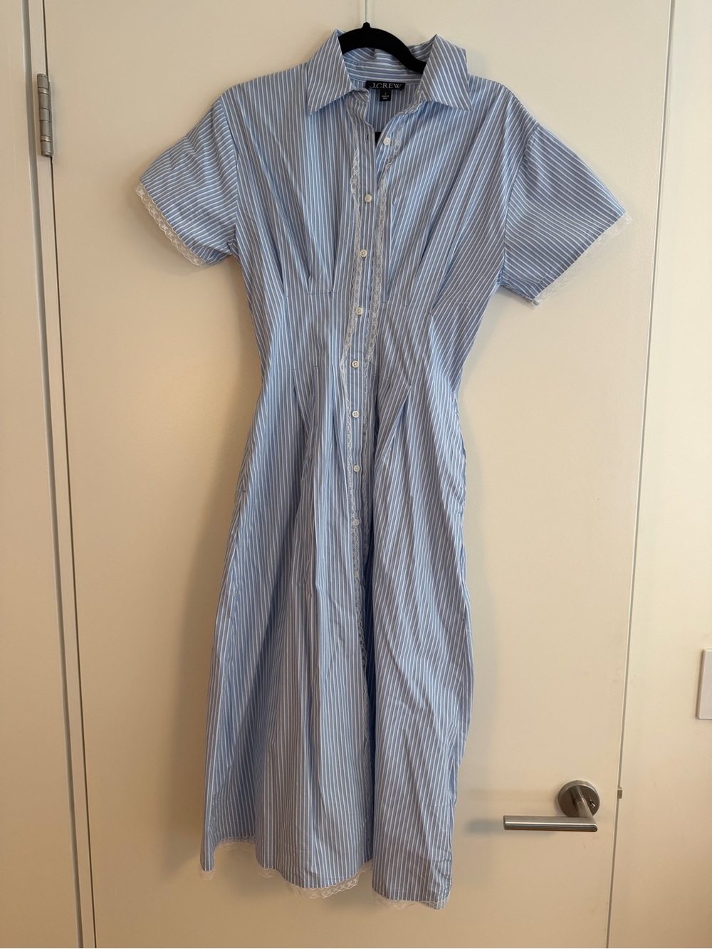 J. Crew Light Blue and White Stripe Maxi Shirtdress size 2 - Picture 3 of 3